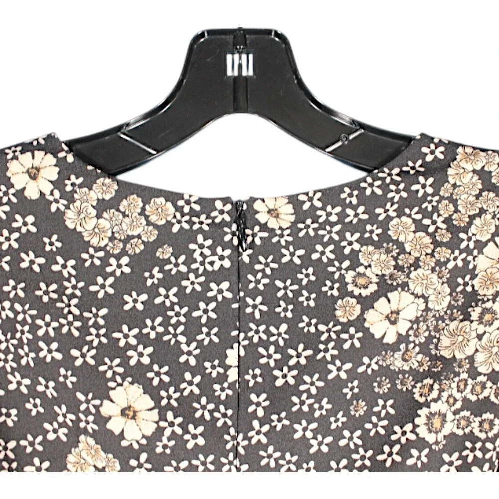 ASTR THE LABEL Black/Tan Floral Crepe PUFF SLEEVE V-NECK TOP Blouse Party SZ XS
